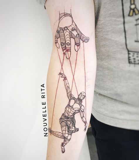 Puppet Master Marionette Tattoo, Puppet Tattoo, Shadow Puppets With Hands, Anker Tattoo, Puppet Master, Herz Tattoo, Elephant Tattoos, Music Tattoos, Hand Puppet