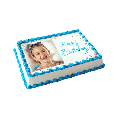 Edible Picture Cake: Carvel Edible Customize Photo Cake Edible Photo Cake Ideas, Square Cakes Design, Picture Cake Ideas Edible, Cakes With Pictures Printed On Them, Picture Cakes Photo Edible, Photo Print Cake, Edible Picture Cake, Carvel Ice Cream Cake, Edible Photo Cake