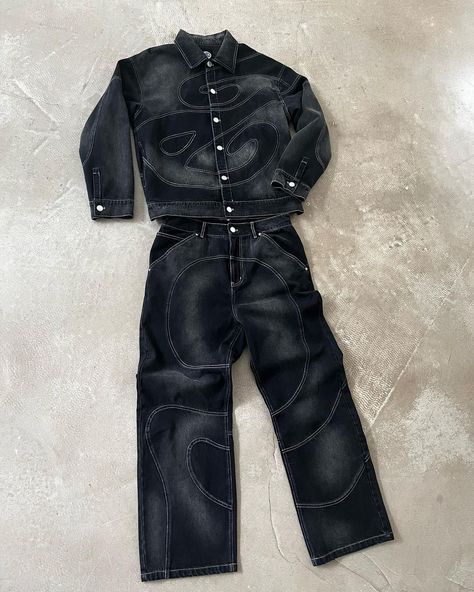 ✦ "ELYSIAN" Denim Set by @aion.era Effortless Fall Outfits, Black Trousers Casual, High Waisted Wide Leg Jeans, Trendy Trouser, Streetwear Jeans, Stylish Fall Outfits, Concept Clothing, Denim Ideas, Outfit Inspiration Fall