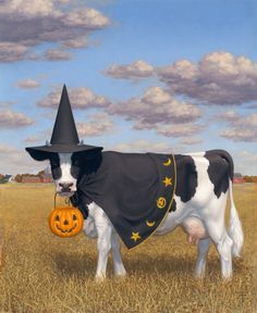 8de0e9965cf06b7845d025022b8e6557 Halloween Cow, Vintage Halloween Cards, Cow Pictures, Baby Cows, Cow Art, A Cow, Halloween Animals, Cute Cows