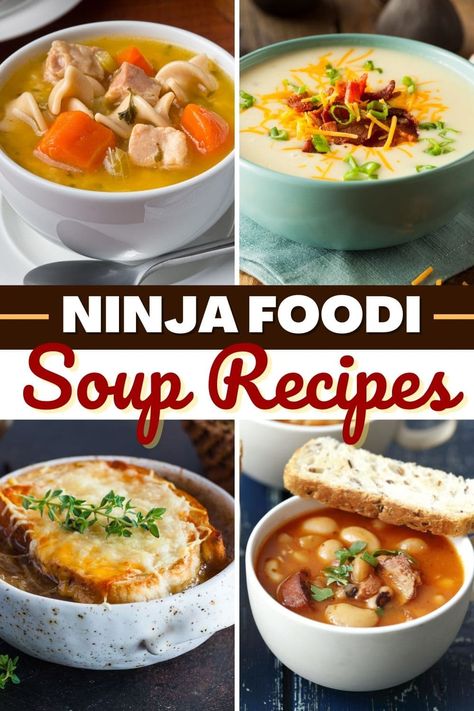 These Ninja Foodi soup recipes couldn't be easier! From chicken noodle to broccoli cheese to lasagna, you'll love whipping up soups with your Ninja Foodi. Easy Ninja Foodi Soup Recipes, Soup Recipes Ninja Foodi, Ninja Foodi Snack Recipes, Ninja Foodi Hot And Cold Blender Soup Recipes, Soupmaker Soup Recipes, Ninja Foodi Chicken Soup, Ninja Foodie Soup Recipes, Ninja Foodi Blender Soup Recipes, Ninja Foodi Soups