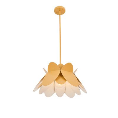 Soft scalloped edges form a fun flower shape in a single color story from petal to canopy, paired with a white interior for a soft, comfortable glow. Includes 90 degree swivel. Finish: Gold, Size: 53" H x 18" W x 18" D | Kalco Flor 18 In Avocado Green Pendant Metal in Yellow | 17 H x 18 W x 18 D in | Wayfair Kalco Lighting, Stem Kits, Green Pendant, Green Pendants, Color Story, Home Ceiling, Avocado Green, Scalloped Edges, 90 Degree