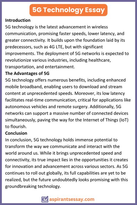 Essay on 5G Technology in English (150, 200, 250, 500 Words) | More samples are on the blog for students to get different essay writing idea. Click on the image & explore. Personalized writing services for all your needs Homework Heroes: Boost Your Academic Journey 🎓 essay buy phone, ai essay writer for college students, common app essay format examples 💡 #assignmentwritingservice Common App, Research Paper Topics, Common App Essay, 500 Word Essay, Essay Ideas, Essay Samples, Essay Format, Essay Tips, Essay Prompts