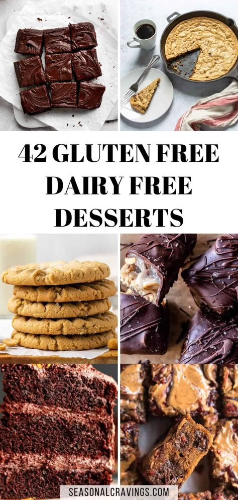 No need to deny yourself sweet dessert treats if you're on a gluten-free or dairy-free diet. There are plenty of ways to enjoy baked goods, fruit desserts, and more that contain no gluten and dairy ingredients. This collection of gluten-free, dairy-free desserts will offer you plenty of options, whatever you're craving for. Using simple replacements like nondairy milk and vegan butter makes it so easy to bake dairy free. Gluten Free Dairy Free Desserts, Lactose Free Desserts, Dairy Free Desserts, Dairy Free Deserts, Non Dairy Desserts, Gluten Free Dairy Free Dessert, Dairy Free Baking, Dairy Free Recipes Dinner, Gluten Free Meal Plan