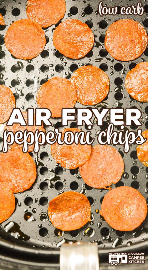 Air Fryer Pepperoni, Low Carb Crunchy Snacks, Pepperoni Chips, Air Fryer Oven Recipes, Low Carb Snack, Air Fry Recipes, Low Carb Dessert, Cheese Bites, Air Fryer Dinner Recipes