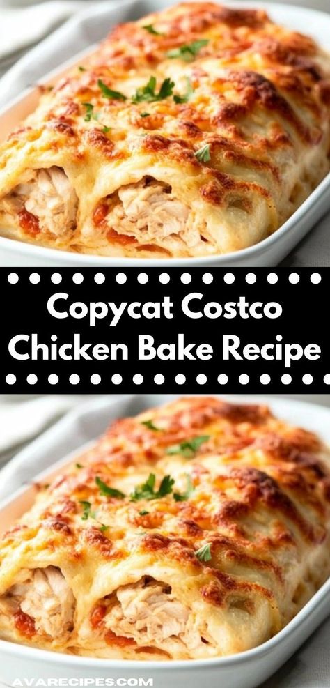 Need an easy and delicious recipe? This Copycat Costco Chicken Bake Recipe is the perfect solution for busy weeknights, providing a satisfying dinner that your family will rave about, all wrapped up in a crispy, golden shell. Homemade Chicken Bake Costco, Chicken Ceaser Bake, Costco Shredded Chicken Recipes, Dinner Rotisserie Chicken Meal Ideas, Baked Cracked Chicken Recipes, Copycat Costco Chicken Bake, Chicken Bake Recipes Costco, Costco Chicken Bake Recipes, Cracked Chicken Recipe