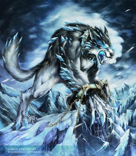 Fenrir by Chaos-Draco on DeviantArt Wolf Artwork, Fantasy Wolf, Wolf Spirit Animal, Werewolf Art, Fantasy Beasts, Animale Rare, Fantasy Creatures Art, Fantasy Monster, Anime Wolf