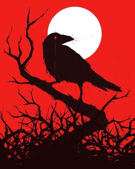 Pitch Canker, Crow Art, A Crow, I Can Change, Dark Art Illustrations, Scary Art, Red Art, Creepy Art, Bramble