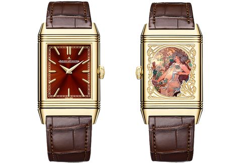 Jaeger-LeCoultre craftsmen recreate Alfons Mucha art on new Reversos Reverso Jaeger Lecoultre, Jaeger Lecoultre Reverso, Jaeger Lecoultre Watches, Dope Jewelry Accessories, Unique Watches, Mucha Art, Alfons Mucha, Classic Accessories, Crocodile Bags