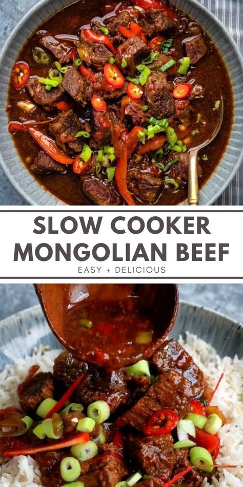 Beef Shin Recipes, Diced Beef Recipes, Slow Cooker Mongolian Beef Recipe, Slow Cooker Mongolian Beef, Slow Cooker Curry Recipes, Slow Cooker Beef Curry, Slow Cooker Curry, Slow Cooker Roast Beef, Mongolian Beef Recipes