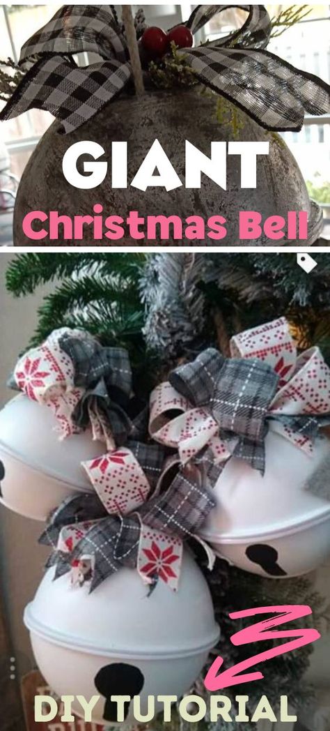 DIY Giant Christmas Bell – Bowl Hack — CraftBits.com Gardening Crafts, Giant Christmas Ornaments, Large Christmas Ornaments, Christmas Garden Decorations, Christmas Decorations Diy Outdoor, Christmas Bell, Navidad Diy, Christmas Garden, Christmas Wreaths Diy