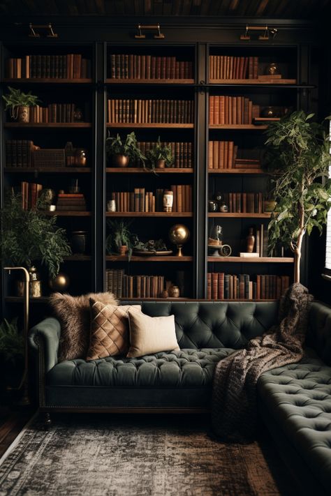 Office Palette, Cozy Library Room, Library Room Decor, Modern Library Room, Chic Library, Contemporary Library, House Room Design, Moody Rooms, Library Space