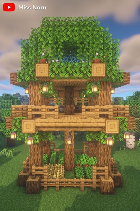 Minecraft Easy Treehouse, Minecraft Houses Simple Easy, Treehouse Minecraft Ideas Easy, Simple Minecraft House Tutorial, Mincraft Idea Houses Oak, Oak Builds Minecraft, Easy Mc Houses, Minecraft Building Ideas For Beginners, Minecraft Building Ideas Beginner