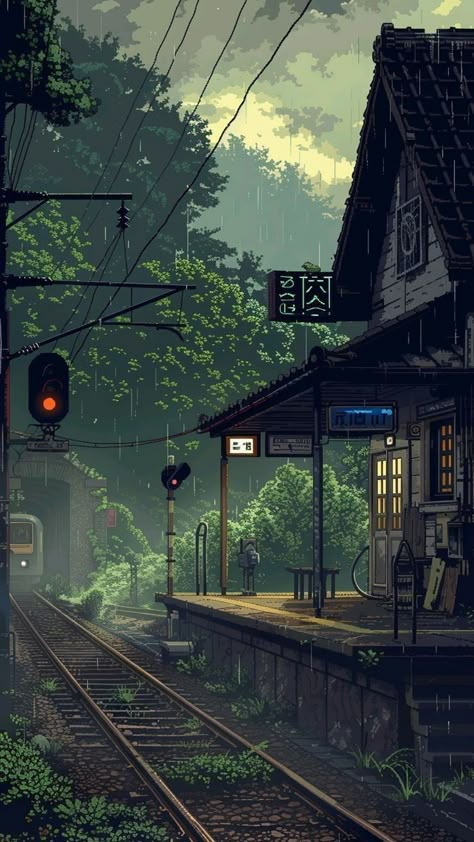 Iphone Aesthetic Anime Wallpaper, Best Aesthetic Wallpapers Iphone, Cool Digital Art Wallpaper, Anime Wallpapers Landscapes, Ghibli Scenes Landscapes, Forest Anime Aesthetic, Forest Green Wallpaper Iphone, Studio Ghibli Scenery Wallpaper, Pixel Anime Wallpaper