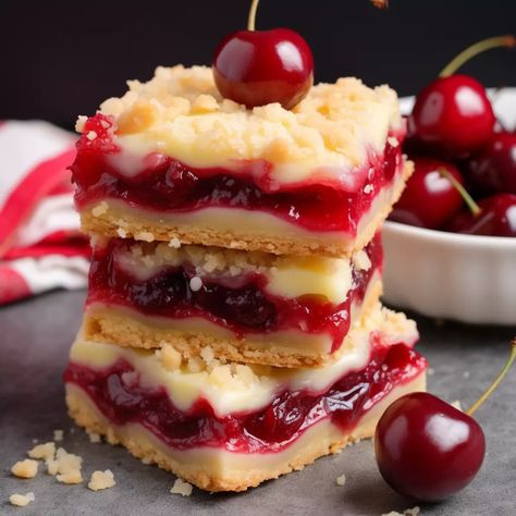 Christmas Cherry Bars Christmas Cherry Cheese Bars, Christmas Cherry Pie Bars, Cherry Slice Bars, Cherry Blondies Recipe, Christmas Cherry Bars Recipe, Christmas Cherry Bars Taste Of Home, Christmas Cherry Cheesecake, Cherry Christmas Bars, Frozen Sweet Cherry Recipes