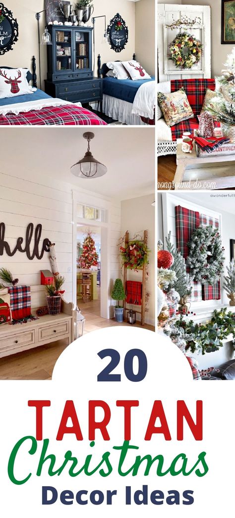 Decorating With Tartan Plaid, Navy Plaid Christmas Decor, Tartan And Blue Christmas, Tartan Xmas Decorations, Christmas Decor Ideas Blue And Red, Classic Plaid Christmas Decor, Red Tartan Plaid Christmas Tree, Red Blue Christmas Decor, Red And Blue Christmas Tree Decorations