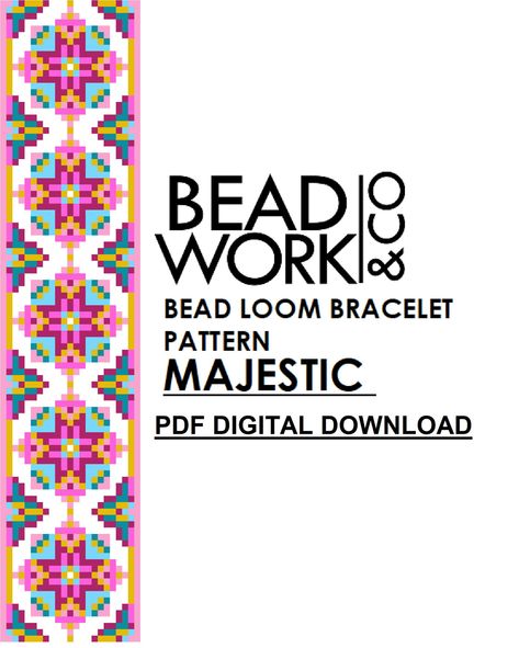 Bead Loom Pattern MAJESTIC Design Loom Bracelet PDF | Etsy New Zealand Pattern Bracelet, Square Stitch, Bead Loom Pattern, Loom Bracelet Patterns, Loom Bracelet, Loom Pattern, Bead Loom Bracelets, Loom Bands, Bead Loom Patterns