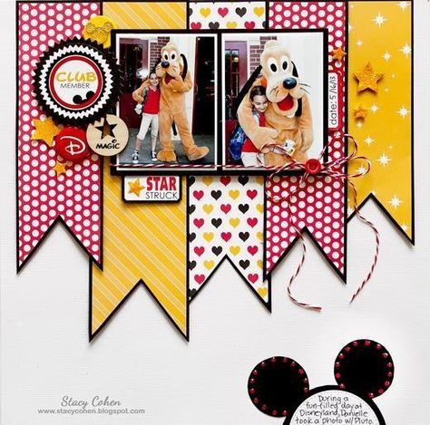 Disney, banners, Mickey Scrapbook Bebe, Scrapbook Disney, Disney Scrapbooking Layouts, Disney Scrapbook Pages, Disney Memories, Disney Books, Scrapbook Sketches, Disney Scrapbook, Creative Memories