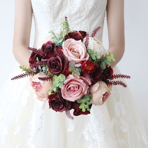 Burgundy Wedding Centerpieces, Ivory Wedding Flowers, Bridal Wedding Flowers, Elegant Wedding Bouquets, Pink Peonies Bouquet, Lilac Bouquet, Bridal Bouquet Peonies, Burgundy Bouquet, Candle Wedding Centerpieces