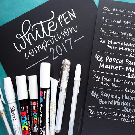 White Pen & Marker Comparison (2017 update) Kristina Werner, Bullet Journal Font, Comparison Video, Wedding Signs Diy, Paint Pens For Rocks, Pretty Pens, White Marker, Art Zentangle, 3d Collage