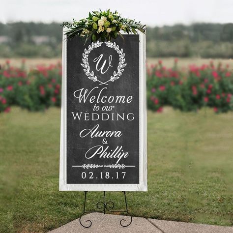 Custom Wedding Welcome Sign Prop Wall, Wedding Boards, Personalized Wall Decals, Rustic Style Wedding, Wedding Chalkboard Signs, Organizational Ideas, Chalkboard Ideas, Wedding Wall, Reception Signs