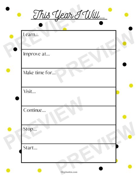 Start the Year off Right with a New Year’s Resolution Worksheet {free printable} at I'm an Organizing Junkie blog New Year Resolution Template, New Year Worksheet, New Years Resolutions Template, Photographer Planner, Monthly Recap, Parenting Rules, Place Value Worksheets, Kindergarten Social Studies, Teen Programs