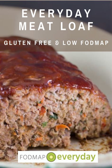 close up of meatloaf on white plate Fodmap Meatloaf, Fodmap Recipes Dinner, Low Fodmap Recipes Dinner, Low Fodmap Diet Recipes, Ibs Diet, Fodmap Diet Recipes, Food Map, Low Fodmap Diet, Low Fodmap Recipes