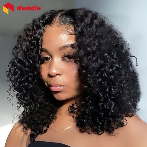 Black Colored 200 Density Curly Bob Wig 30 Inch Hd Lace Frontal 100% Human Hair Brazilian Cheap Deep