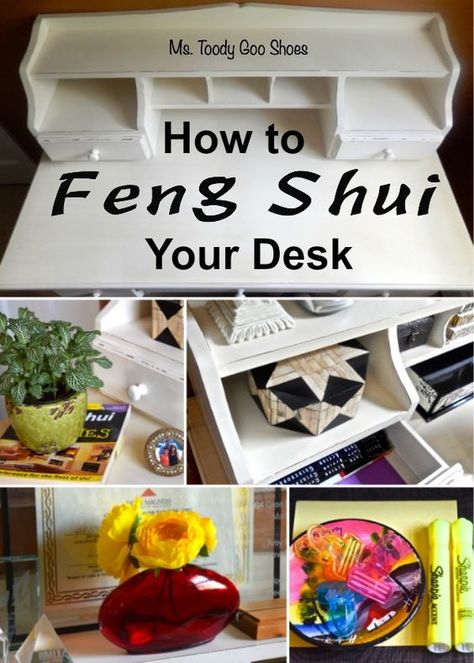 How To Feng Shui Your Desk: Want to improve your chances for prosperity, recognition, career, health and relationships? Just rearrange the stuff on your desk! Ms. Toody Goo Shoes #fengshui Holistic Office, Feng Shui Your Desk, Feng Shui Dicas, Feng Shui Kitchen, Feng Shui Office, Feng Shui Rules, Feng Shui Colours, How To Feng Shui Your Home, Improve Life