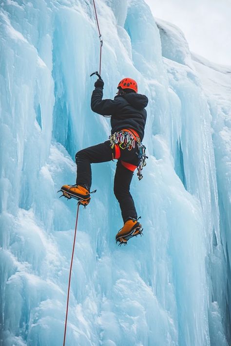 "🧗‍♂️❄️ Embrace the thrill of ice climbing in Iceland! Scale stunning glaciers and ice formations amidst otherworldly landscapes. Swipe for essential tips and breathtaking icy adventures! 🌨️🏔️ #Iceland #IceClimbing #AdventureTravel" Rock Climbing Aesthetic, Climbing Aesthetic, Ice Formations, Colorado Life, Wall Climbing, Wall Aesthetic, Ice Climbing, 2025 Vision, Rock Climbing