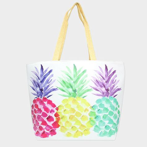 Tropical Pineapple Red Yellow Green Straw Shopping Fruit Island Beach Tote Bag  #PINK #Tote Pineapple Bag, Pineapple Theme, Canvas Beach Bag, Jute Tote Bags, Mini Coin Purse, Jute Totes, Amy Butler, Costura Diy, Beach Tote Bag