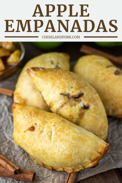 This baked apple empanadas recipe is the perfect fall dessert that is not only delicious but portable as well. #appleempanadas #appledessert #empanadas | chiselandfork.com Apple Empanadas Recipe, Sweet Empanadas Recipe, Apple Empanadas, Vegetarian Empanadas, Easy Baked Apples, Apple Cider Donuts Baked, Empanadas Dough, Apple Hand Pies, Empanadas Recipe