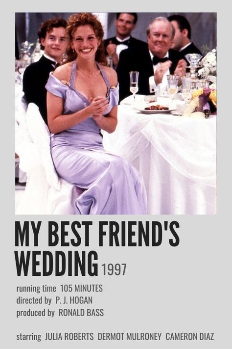 My Best Friends Wedding Poster, Julia Roberts Movies, Chick Flick Movies, Romcom Movies, Iconic Movie Posters, Girly Movies, Summer Movie, Wedding Movies, Great Movies To Watch