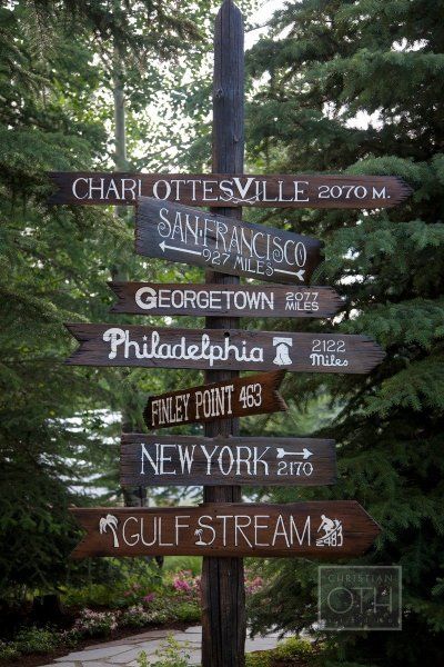 Pine Tree Wedding, Jackson Hole Wedding, Different Signs, Directional Signs, Sign Post, Beach Signs, Tree Wedding, Garden Signs, Jackson Hole