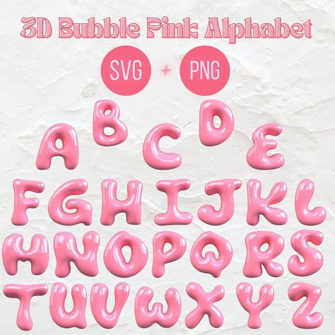 Download our pink bubble font SVG and use it for your scrapbooking, printables, and SVG projects! #pinkbubblefont #svg #scrapbooking #printables . #Tumblr #Y2k_Bubble_Letters #Pink_Bubble_Letters #Youtube_Graphics Pink Bubble Letters, Bubble Handwriting, Bubble Alphabet, Bubble Letter Fonts, Font Bubble, Bubble Font, Scrapbook Letters, Cute Font, Digital Font