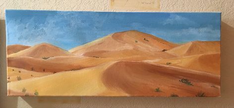 Oil painting Desert Oil Painting, Dunes Painting, Dry Desert, Drawings Ideas, Sand Painting, Egypt Art, Desert Painting, Painting Inspo, Sahara Desert