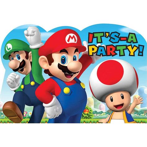 Mario Invitations, Mario Bros Birthday Party, Super Mario Brothers Party, Super Mario Invitation, Super Mario Bros Party, Fest Temaer, Mario Bros Birthday, Mario Bros Party, Super Mario Birthday Party