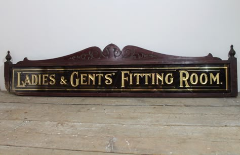 Victorian Shop Signs, Victorian Shop Sign, Victorian Signage, Antique Signage, Antique Trade Sign, British Interior Design, Glass Signage, Fitting Rooms, Sign Painter