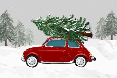 Content in a Cottage Tree Psd, Wallpaper Thanksgiving, Christmas Collage, Christmas Car, Tree Free, Christmas Drawing, About Christmas, Red Car, Vintage Winter