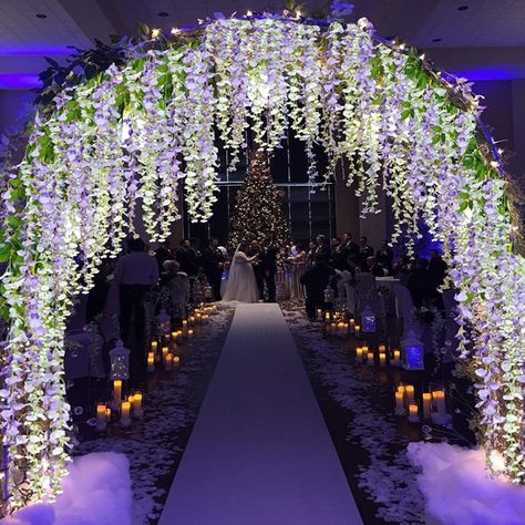 Beautiful Wedding Flower Arch Ideas | Blog | Globalrose Fake Wisteria, Wisteria Vine, Diy Wedding Arch, Flower For Wedding, Prom Themes, Prom Decor, Prom Theme, Beautiful Wedding Flowers, Wedding Arch Flowers