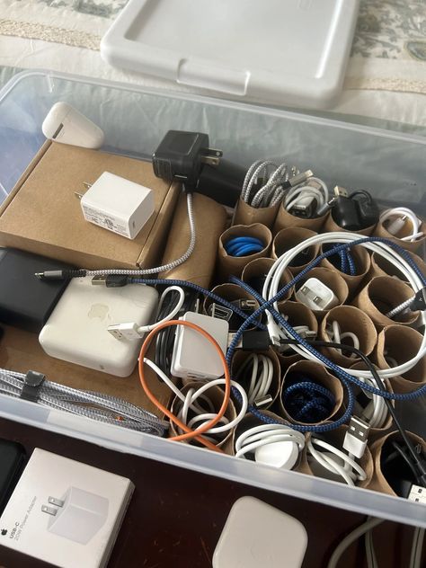 How to Organize Charger Cords (Clear Out Your Junk Drawer!) Charger Cord Organization, Photo Boxes, Charger Cord, Label Maker, Charging Cord, Cord Organization, Photo Box, Photo Organization, Organization Boxes