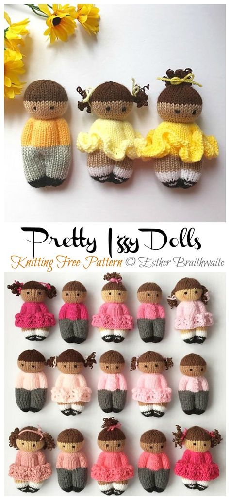 Pretty Izzy Dolls Knitting Free Pattern - Crochet & Knitting Izzy Dolls, Knitting Dolls Free Patterns, Knitted Dolls Free, Teddy Bear Knitting Pattern, Easy Knitting Patterns Free, Hand Knit Doll, Knitted Doll Patterns, Knitted Toys Free Patterns, Doll Patterns Free