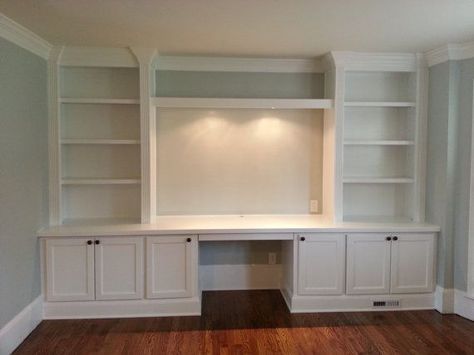 tired of your home office built in cabinets just might work for you, home office, organizing, storage ideas Office Built Ins, Desk Diy, Office Remodel, Office Makeover, Empty Room, Craft Room Office, Built In Cabinets, Built In Desk, Diy Desk