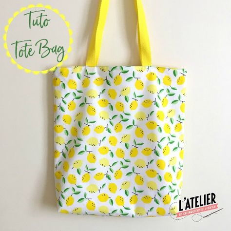 Atelier de la création - Tote bag facile reversible Crochet Bag Pattern Tote, Tods Bag, Tote Bag Tutorial, Reversible Tote Bag, Pocket Handbag, Diy Bags Purses, Sewing Tutorials Free, Diy Tote Bag, Couture Sewing