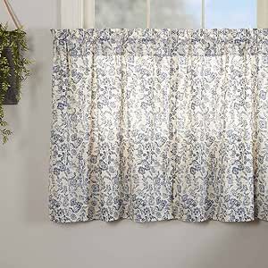 Piper Classics Doylestown Blue Floral Tier Curtains, Set of 2, 36" Long, Blue & Cream Flower Print, Vintage Farmhouse, Country Cottage Café Curtains Café Curtains, Piper Classics, Cream Flower, Tier Curtains, Drape Panel, Cafe Curtains, Farmhouse Country, Cream Flowers, Vintage Farmhouse