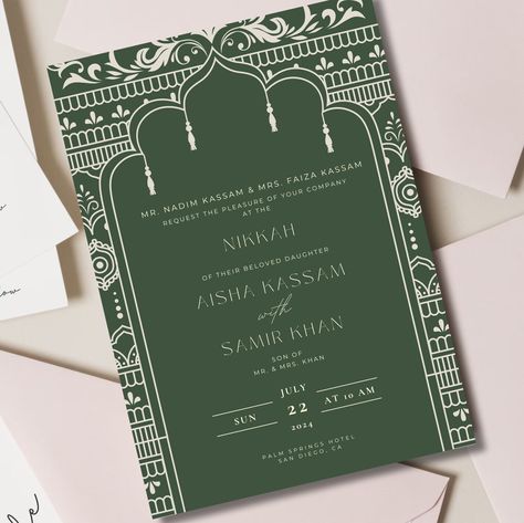 Digital Muslim Wedding Invitation Template, Electronic Walima Invite, Nikkah Invitation Card, Islamic Walima Editable Reception, Nikah Evite - Etsy Nikkah Invitation, Muslim Wedding Cards, Hindu Wedding Invitations, Muslim Wedding Invitations, Hindu Wedding Ceremony, Islamic Wedding, Wedding Invitation Card Template, Digital Wedding Invitations, Wedding Prints