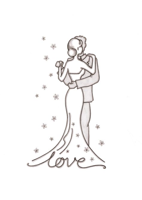 Wedding Wedding Embroidery Wedding Cards, Wedding Couples - Wedding Couple Drawing Relationship Drawings, Drawings For Him, Cute Drawings Of Love, Wedding Drawing, Instruções Origami, Card Drawing, Book Drawing, Pencil Art Drawings, Couple Drawings