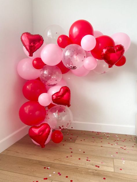 Galentines Balloon Arch, Valentines Balloon Arch, Valentines Balloon Garland, Balloon Garland Tutorial, Garland Tutorial, Arch Ideas, Valentines Balloons, Party Hardy, Bachelorette Ideas