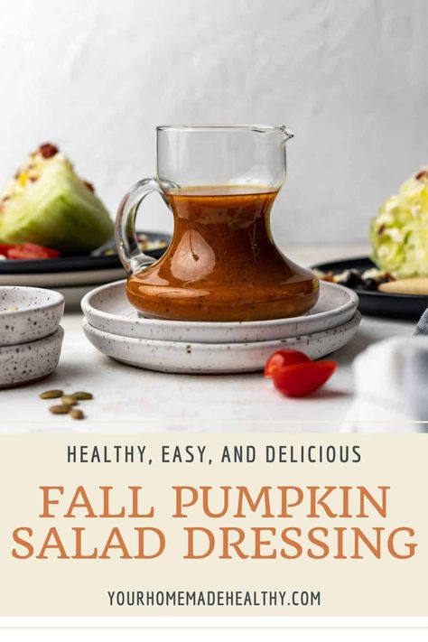 Pumpkin Vinegar Recipes, Harvest Salad Dressing, Salad For Thanksgiving, Healthy Fall Salads, Healthy Dressings, Pumpkin Yogurt, Pumpkin Swirl Cheesecake, Pumpkin Salad, Fall Salad