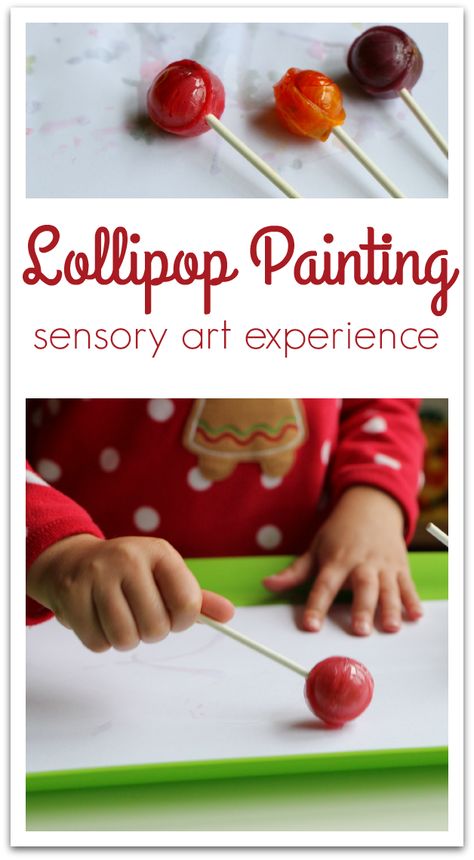 Painting with Lollipops - 5 Senses Art! - No Time For Flash Cards Lollipop Activities For Preschoolers, Lollipop Activities, 5 Senses Art, Lollipop Painting, 5 Senses Craft, Kids Learning Activities Preschool, Senses Activity, 5 Senses Preschool, Senses Art